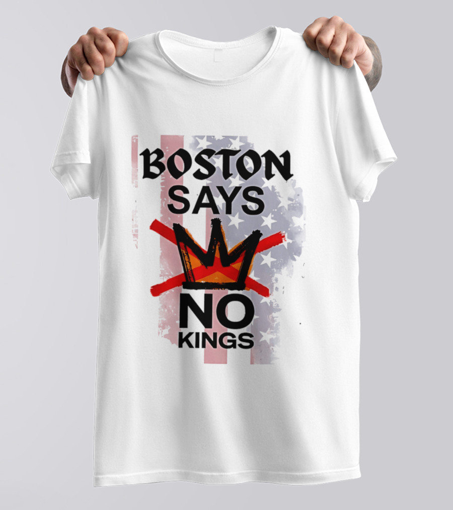 Boston Says No Kings Crown Symbol Stars T-Shirt