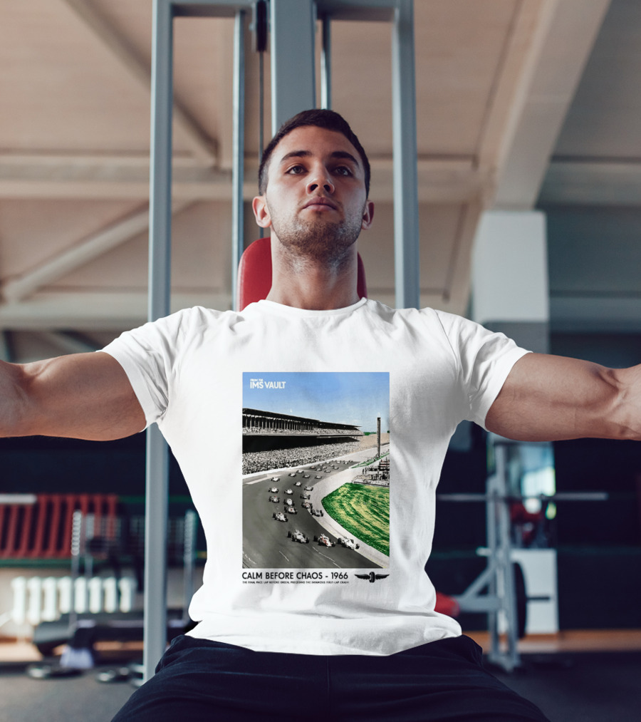 From The IMS Vault Calm Before Chaos 1966 Indianapolis Motor Speedway Racing Scene T-Shirt