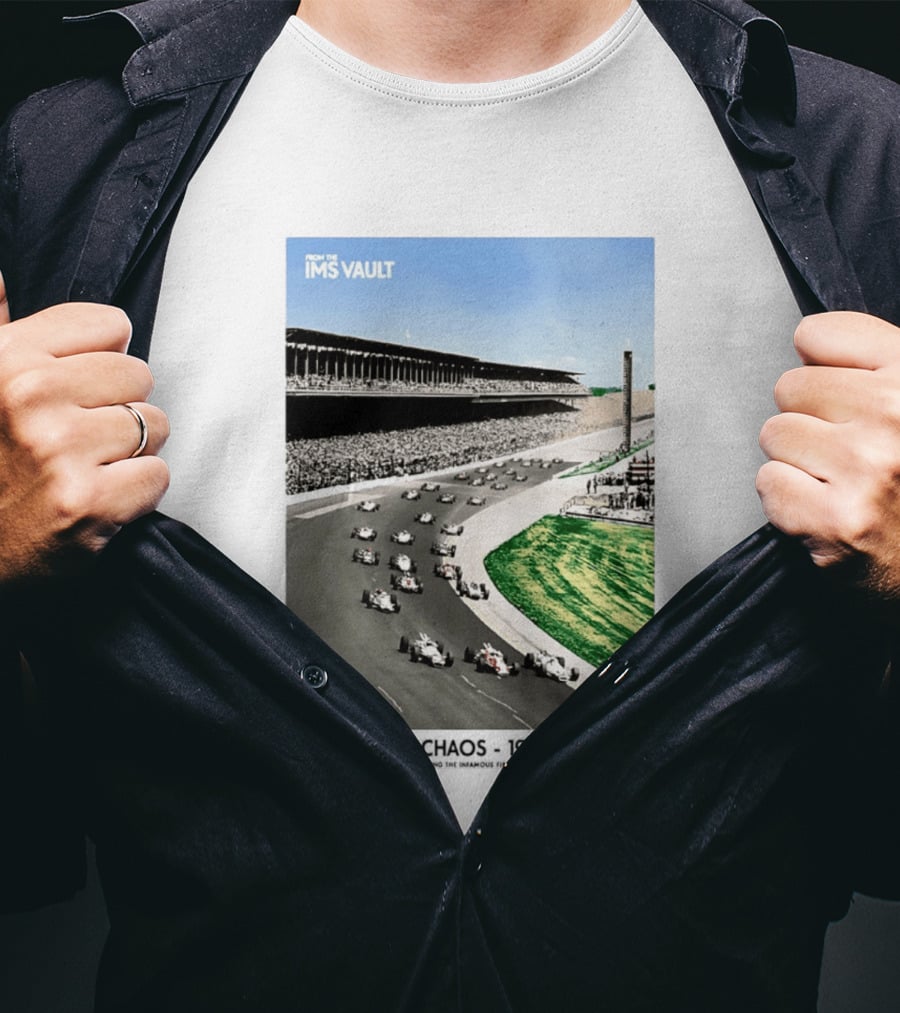 From The IMS Vault Calm Before Chaos 1966 Indianapolis Motor Speedway Racing Scene T-Shirt