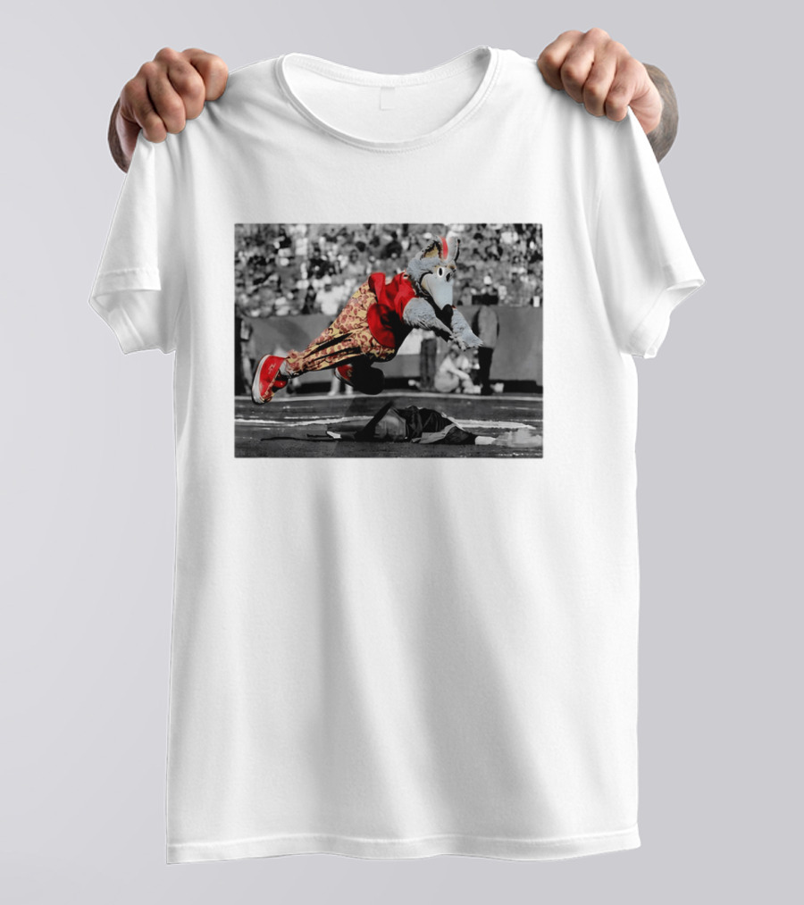 Cyrus Allen K.C. Wolf Flying Leap Football Mascot Action T-Shirt