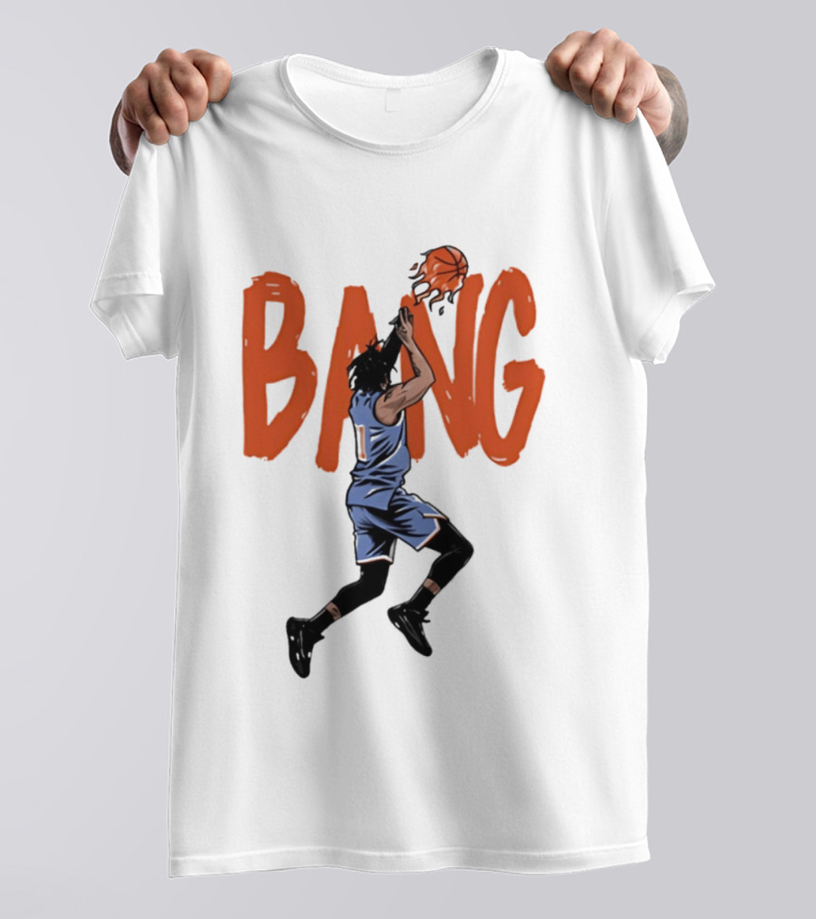 Immanuel Quickley New York Knicks Basketball Player Bang Flaming Shot T-Shirt