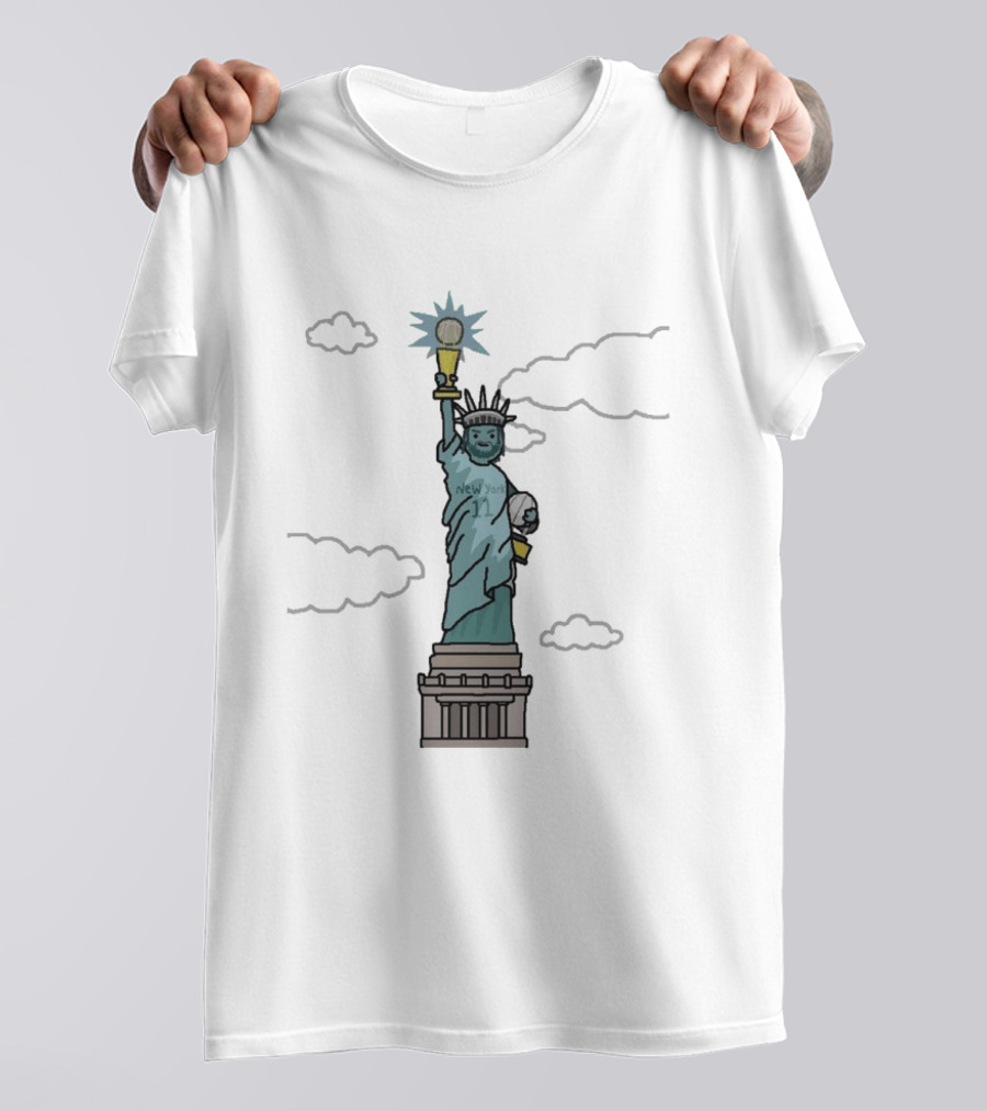 Jalen Brunson Liberty MVP New York 11 Statue Holding Basketball Trophy T-Shirt