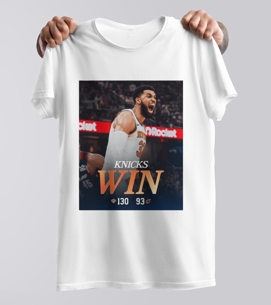 Knicks Win 130 93 Celebration Victory Over Cleveland Playoffs Sweep T-Shirt