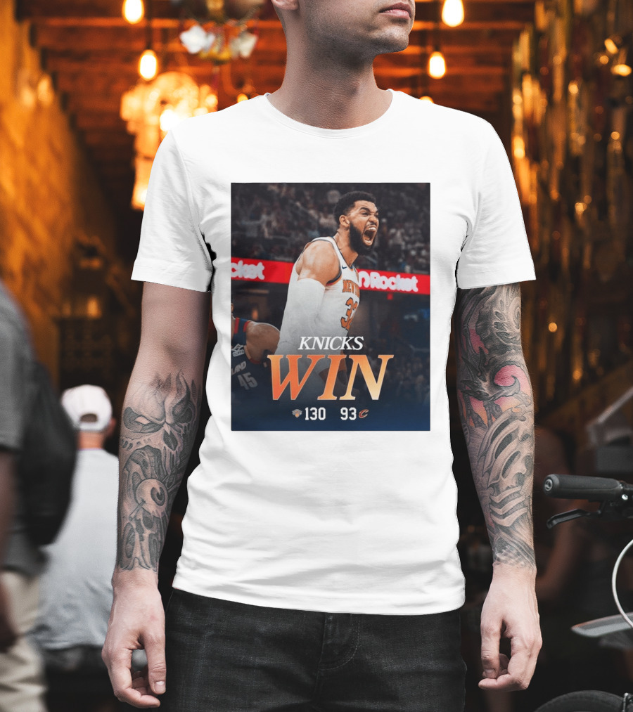 Knicks Win 130 93 Celebration Victory Over Cleveland Playoffs Sweep T-Shirt
