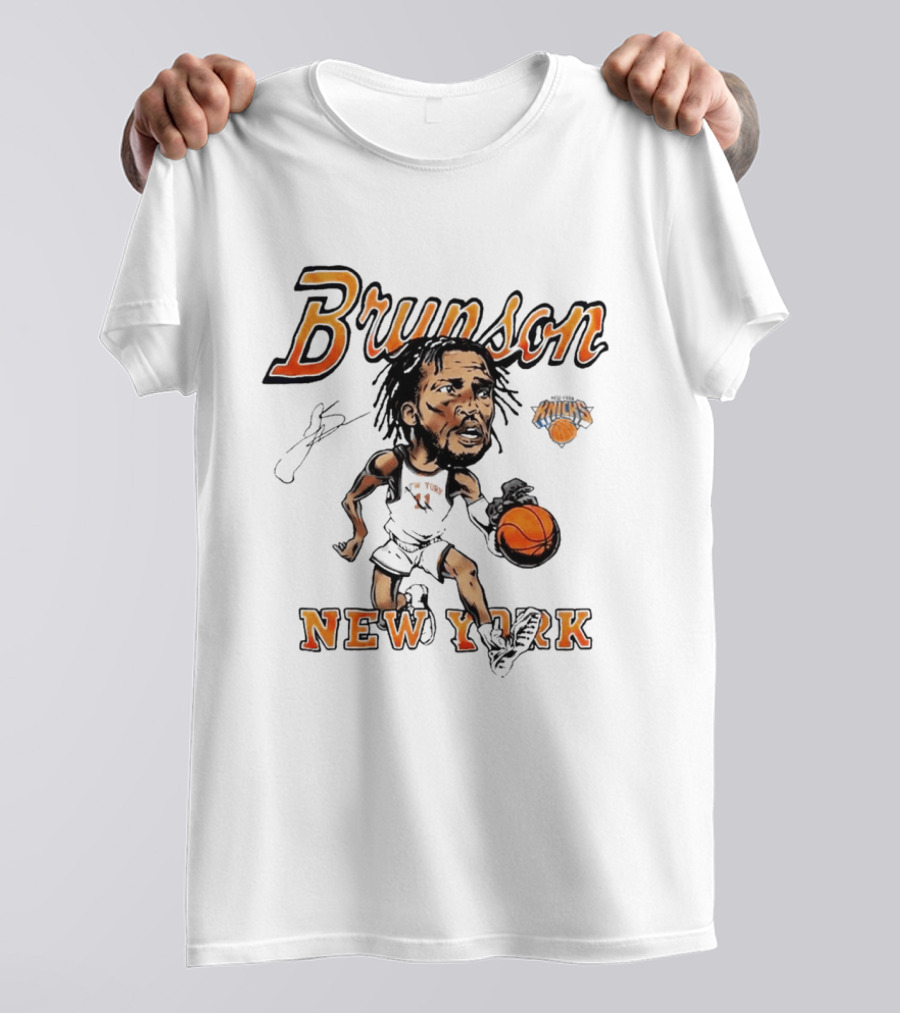 Jalen Brunson New York Knicks Cartoon Basketball Player T-Shirt