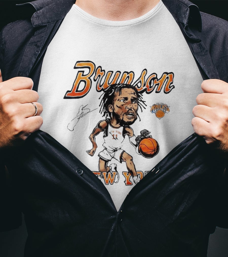 Jalen Brunson New York Knicks Cartoon Basketball Player T-Shirt