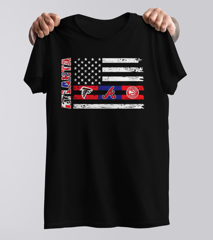 Atlanta Falcons Braves Hawks American Flag T-Shirt