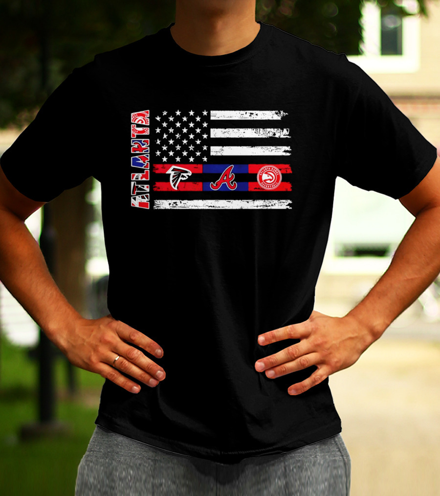 Atlanta Falcons Braves Hawks American Flag T-Shirt