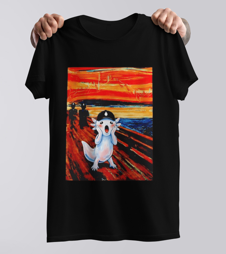 Axolotl Liquid The Scream Parody Painting Munch T-Shirt