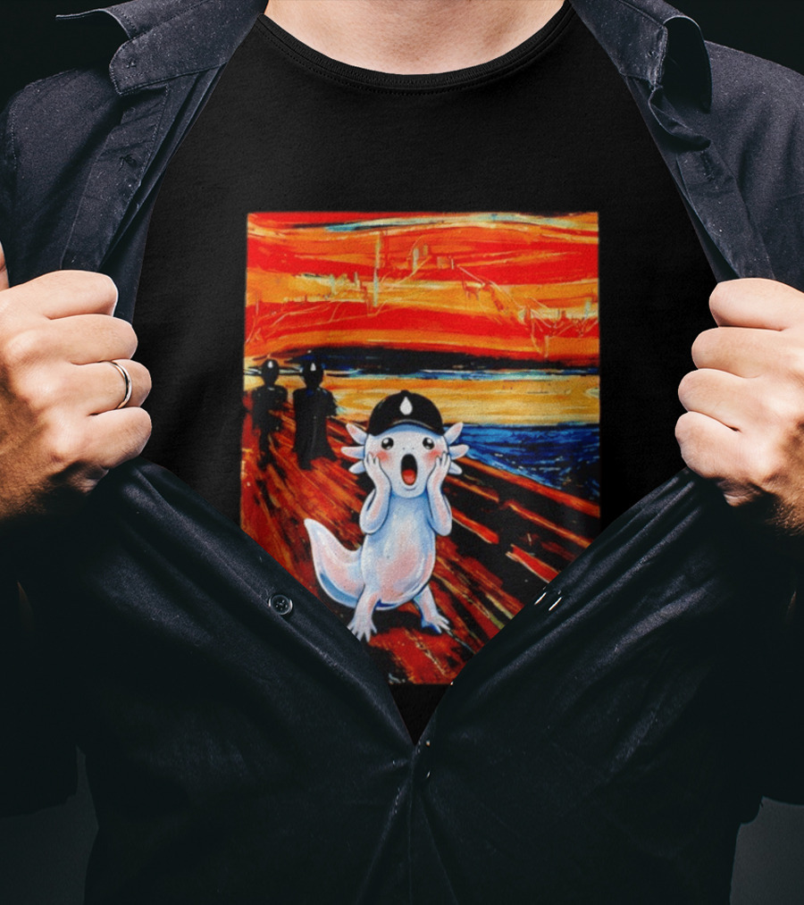 Axolotl Liquid The Scream Parody Painting Munch T-Shirt