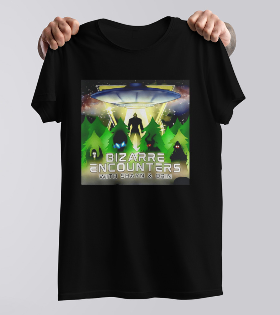 Bizarre Encounters UFO With Shayn And Orin Mysterious Forest Lights Alien Adventure T-Shirt