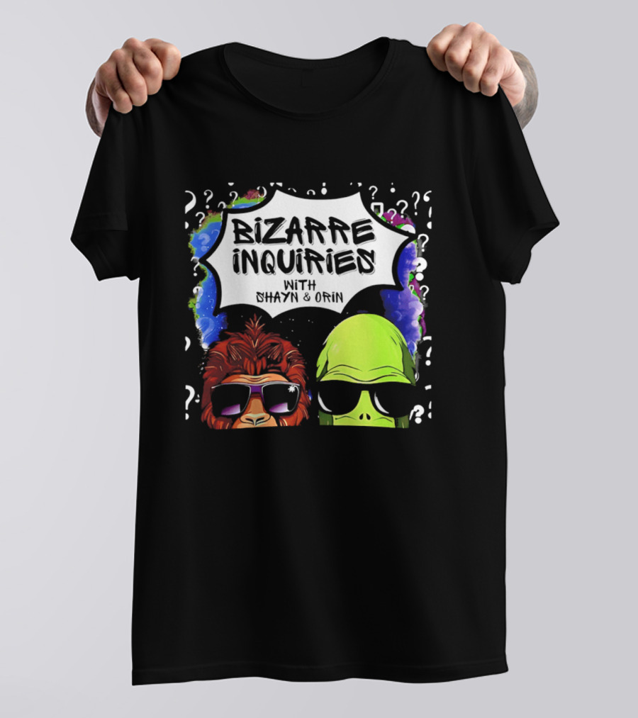 Bizarre Inquiries With Shayn And Orin Bigfoot Alien Question Marks T-Shirt
