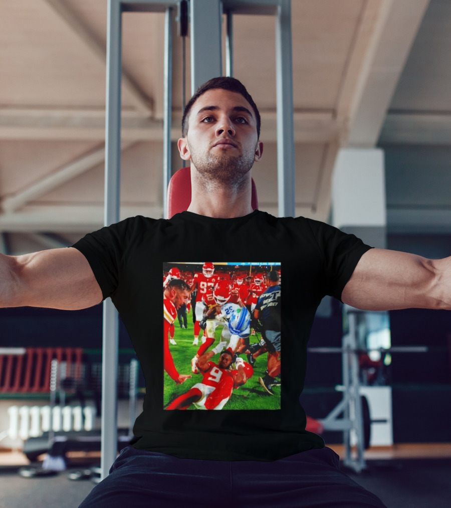 Brian Branch Collision JuJu Smith Schuster Lions Chiefs Football Action T-Shirt