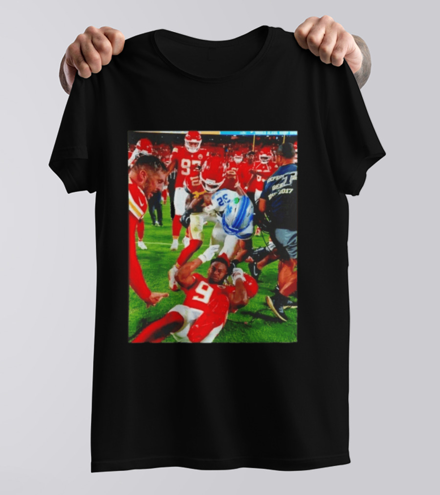 Brian Branch Collision JuJu Smith Schuster Lions Chiefs Football Action T-Shirt