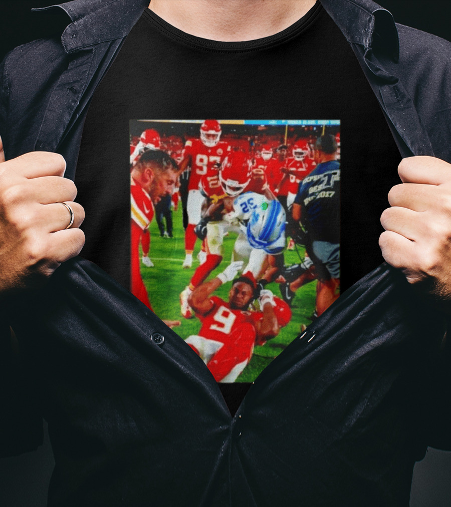 Brian Branch Collision JuJu Smith Schuster Lions Chiefs Football Action T-Shirt