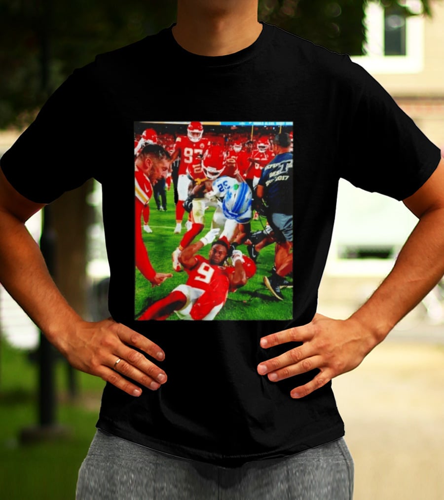 Brian Branch Collision JuJu Smith Schuster Lions Chiefs Football Action T-Shirt