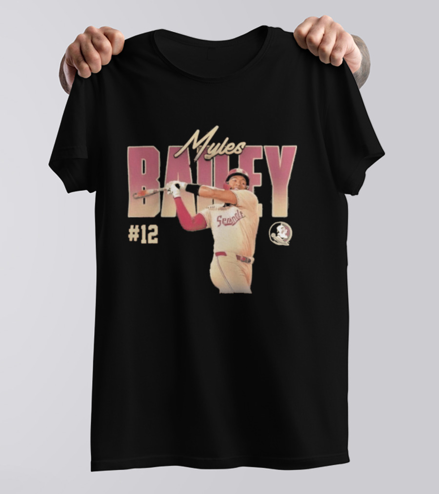 Myles Bailey FSU Seminoles NCAA Baseball #12 Player Collage T-Shirt