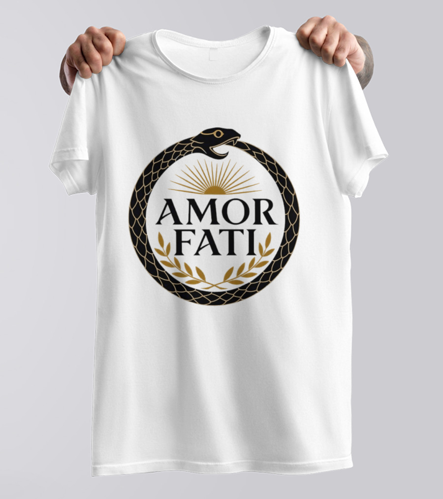 Amor Fati Ouroboros Snake Sun Rays Laurel Wreath T-Shirt