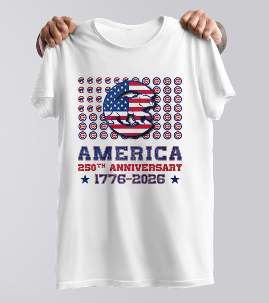 Chicago Cubs America 250th Anniversary 1776 2026 Stars And Stripes Bear T-Shirt