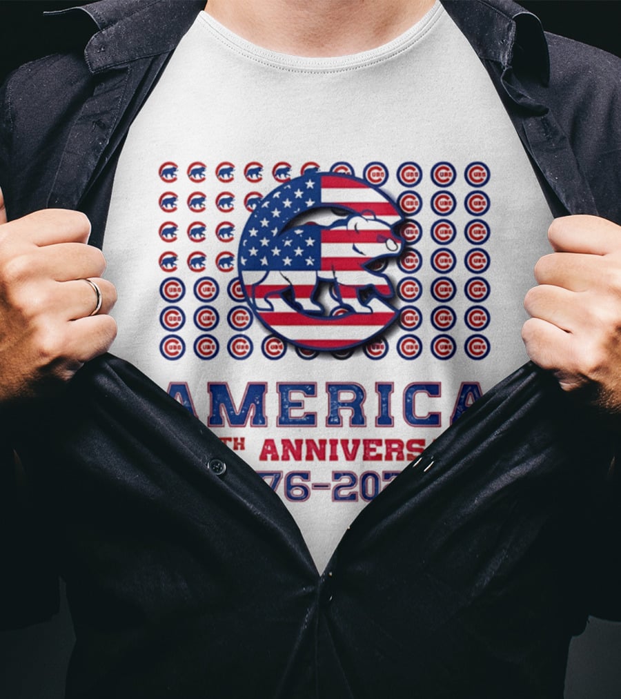 Chicago Cubs America 250th Anniversary 1776 2026 Stars And Stripes Bear T-Shirt