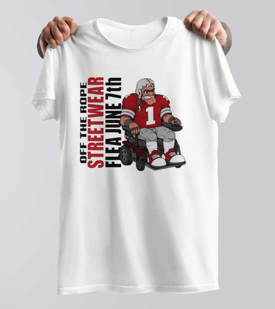 Off The Rope Streetwear Flea June 7th Football Player Wheelchair T-Shirt