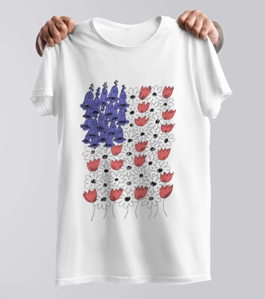 Fourth Of July Foxglove Daisy Tulip Subtle F Trump USA 250 Birthday T-Shirt