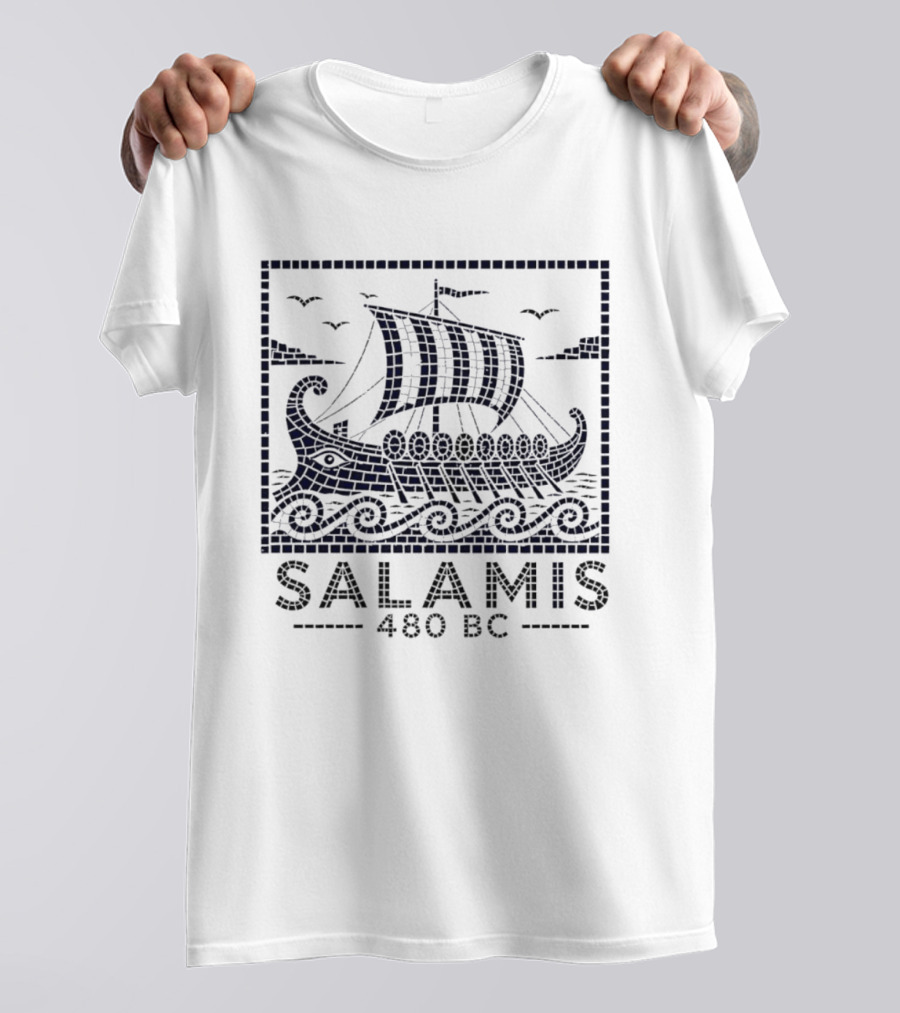 Salamis 480 BC Greek Trireme Ancient Naval Battle Scene T-Shirt