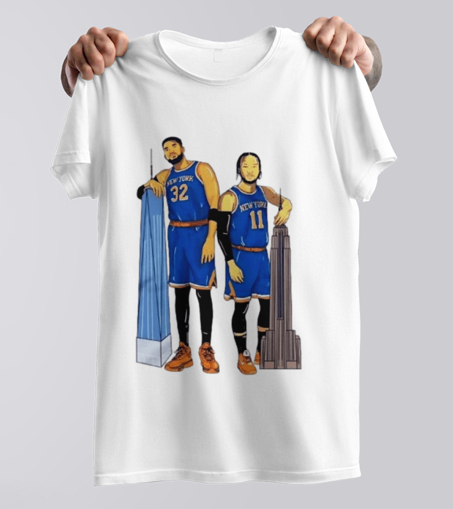 New York Knicks Jalen Brunson Karl Anthony Towns Skyline T-Shirt