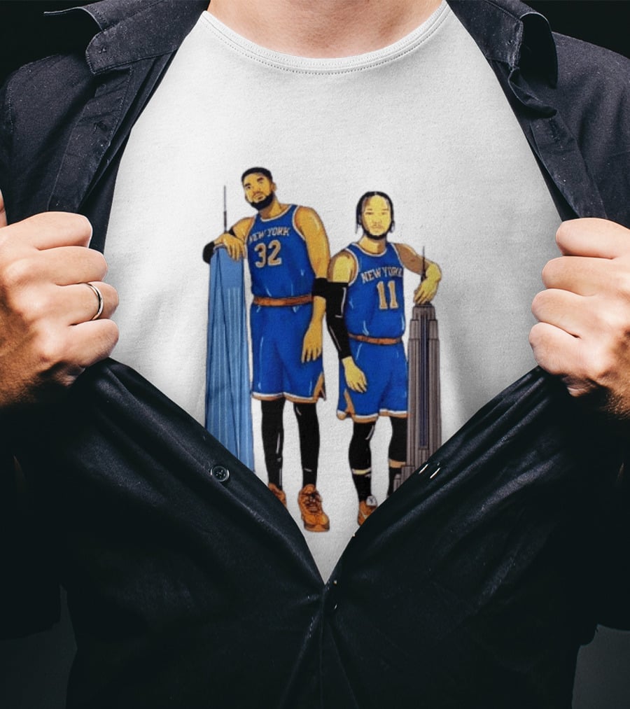 New York Knicks Jalen Brunson Karl Anthony Towns Skyline T-Shirt