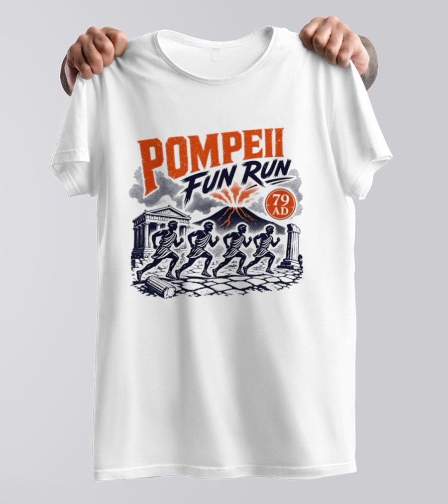 Pompeii Fun Run 79 AD Mount Vesuvius Roman Runners T-Shirt