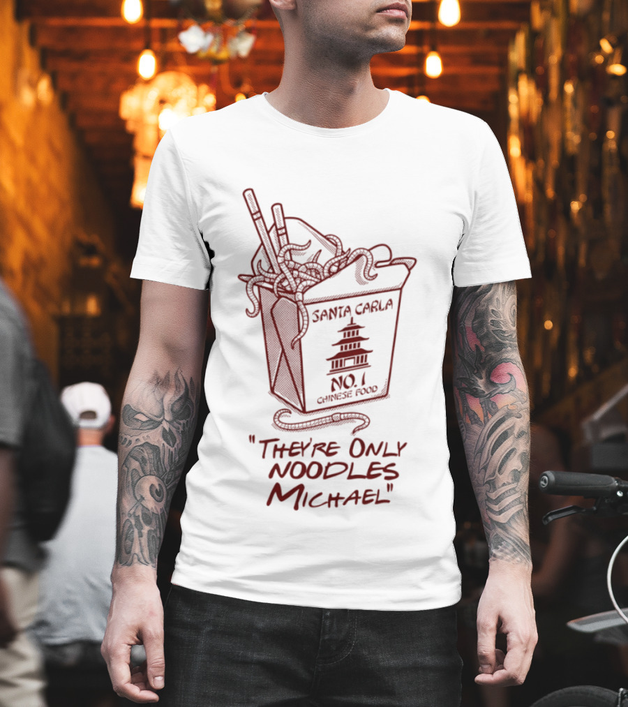 Santa Carla No 1 Chinese Food They're Only Noodles Michael Pagoda Box T-Shirt