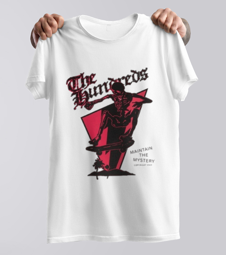 The Hundreds Skeleton Skateboard Maintain The Mystery Skull Mountain 2023 T-Shirt