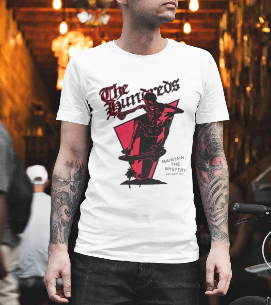 The Hundreds Skeleton Skateboard Maintain The Mystery Skull Mountain 2023 T-Shirt