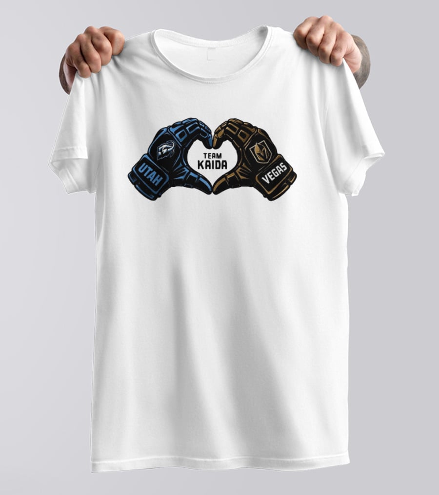 Utah Mammoth Vegas Golden Knights Team Kaida Heart Hands T-Shirt