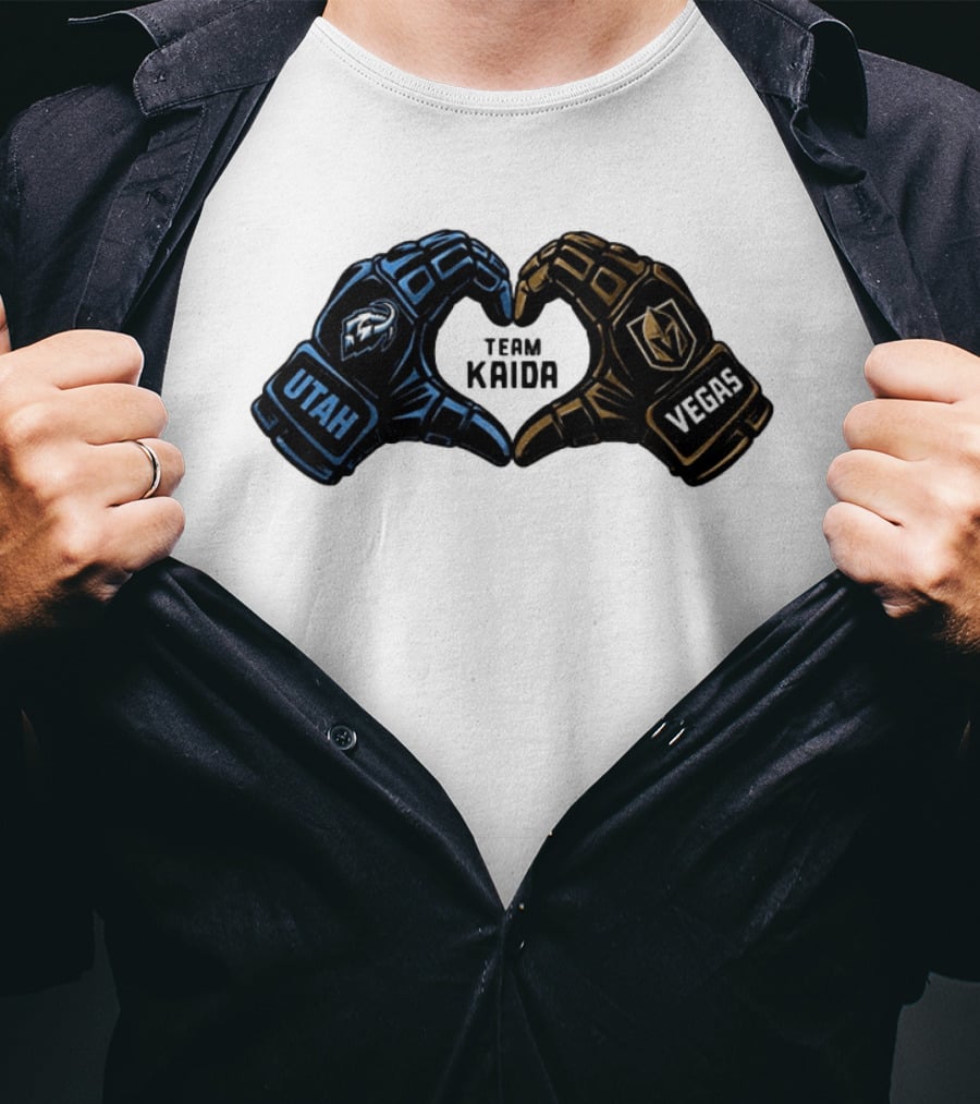 Utah Mammoth Vegas Golden Knights Team Kaida Heart Hands T-Shirt