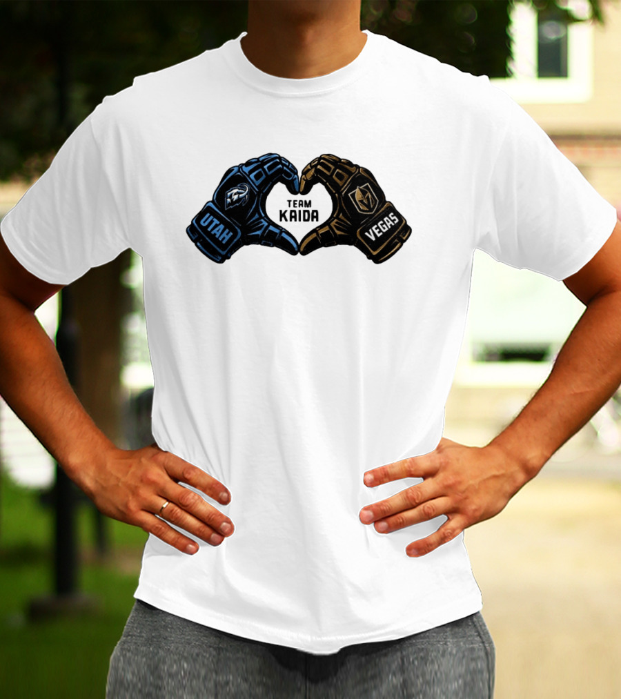 Utah Mammoth Vegas Golden Knights Team Kaida Heart Hands T-Shirt