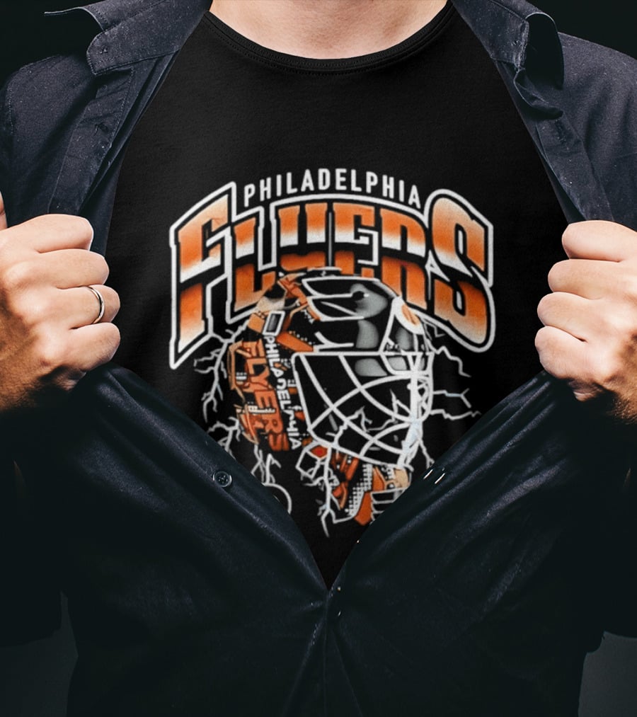 Philadelphia Flyers Crease Lightning Hockey Mask T-Shirt