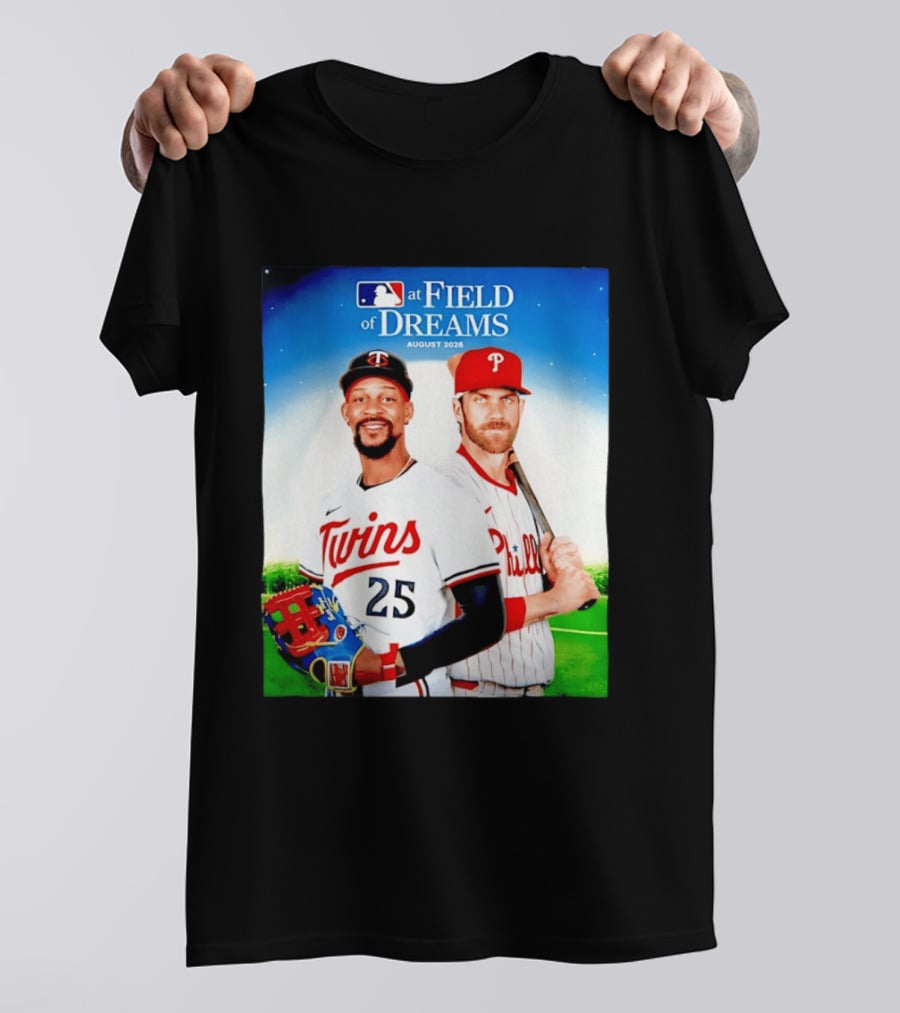 Twins Buxton Vs Phillies Harper MLB At Field Of Dreams August 2026 T-Shirt