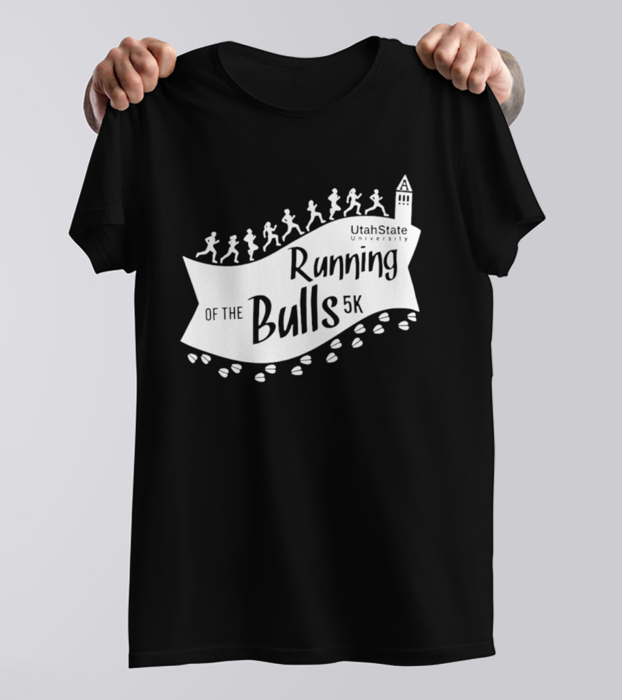 Utah State Running Of The Bulls 5K Event With Runners And Tower T-Shirt