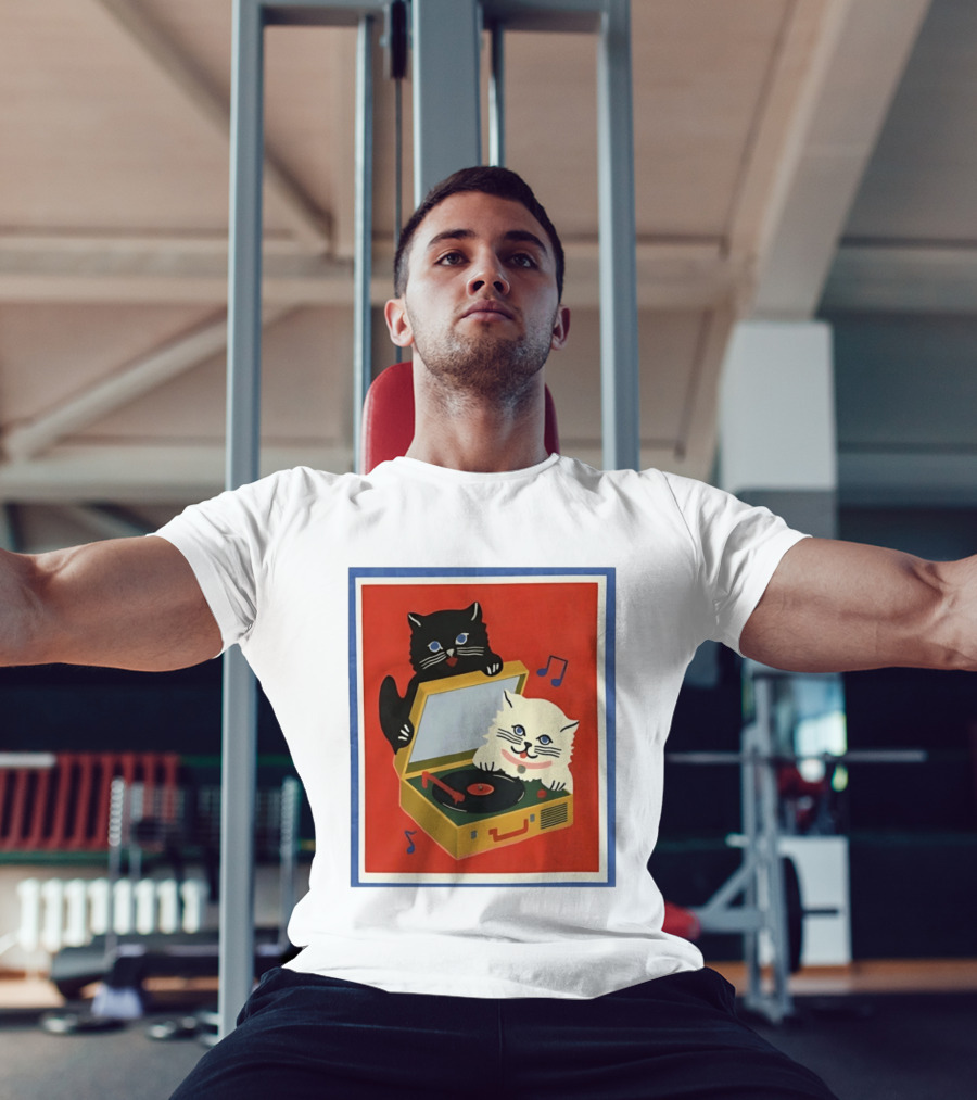 Alley Cats With Record Player And Musical Notes T-Shirt