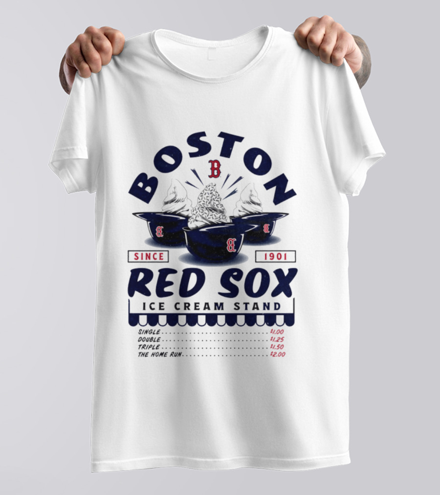 Boston Red Sox Ice Cream Stand Since 1901 Single Double Triple Home Run T-Shirt