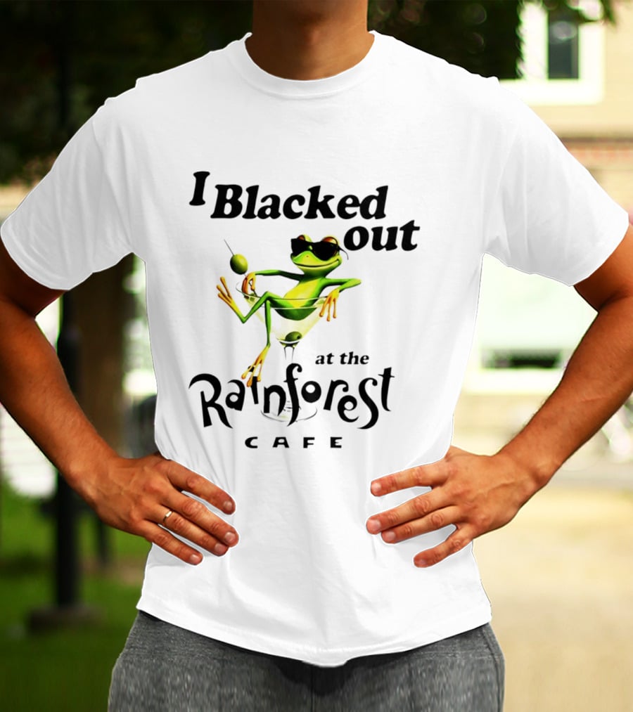 I Blacked Out At The Rainforest Cafe Frog Martini Olives Sunglasses T-Shirt
