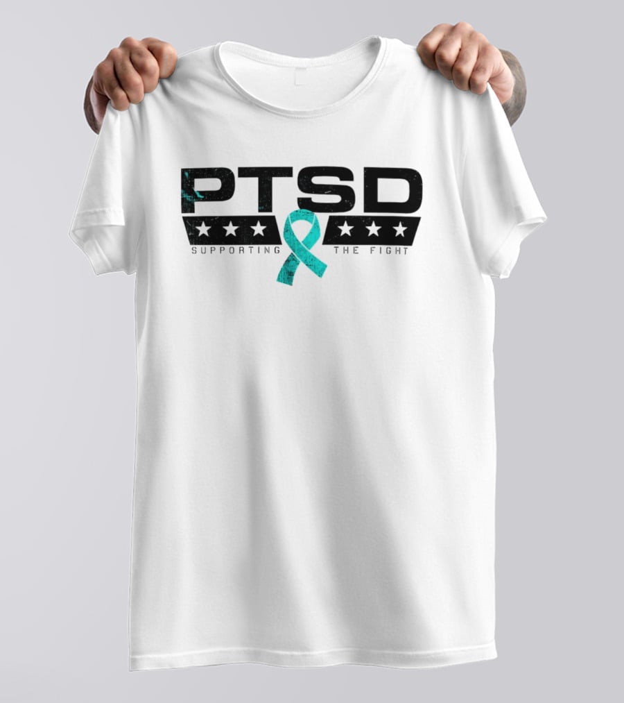 PTSD Supporting The Fight Teal Ribbon Stars T-Shirt