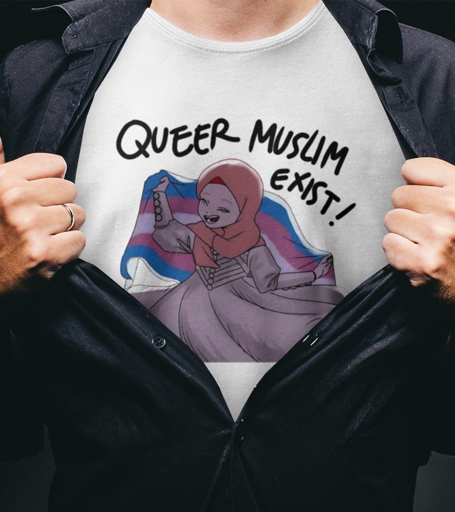 Queer Muslim Exist Transgender Flag Hijab Representation T-Shirt