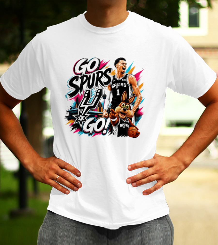 Go Spurs Go San Antonio Spurs Victor Wembanyama City Skyline T-Shirt