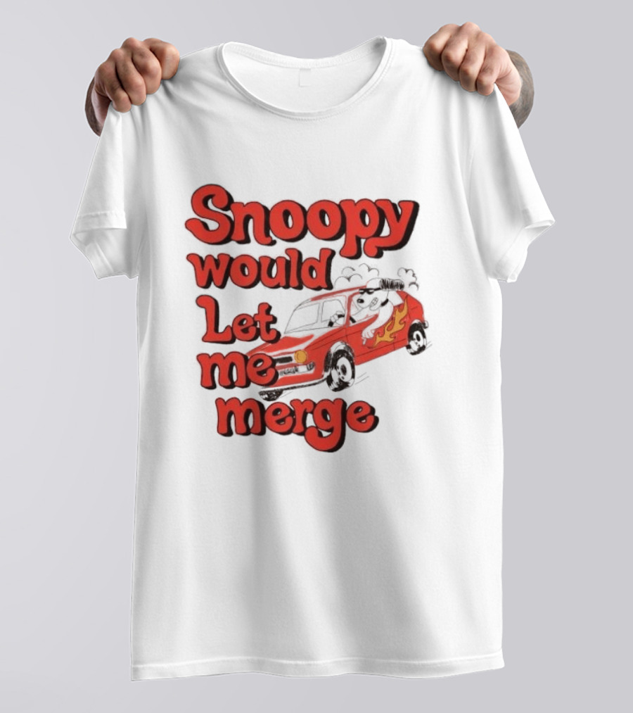 Snoopy Would Let Me Merge Car Flames T-Shirt