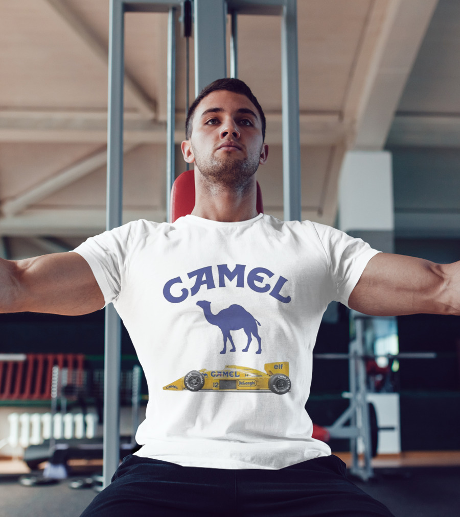 Camel F1 Racing Car With Camel Logo And Elf Branding T-Shirt