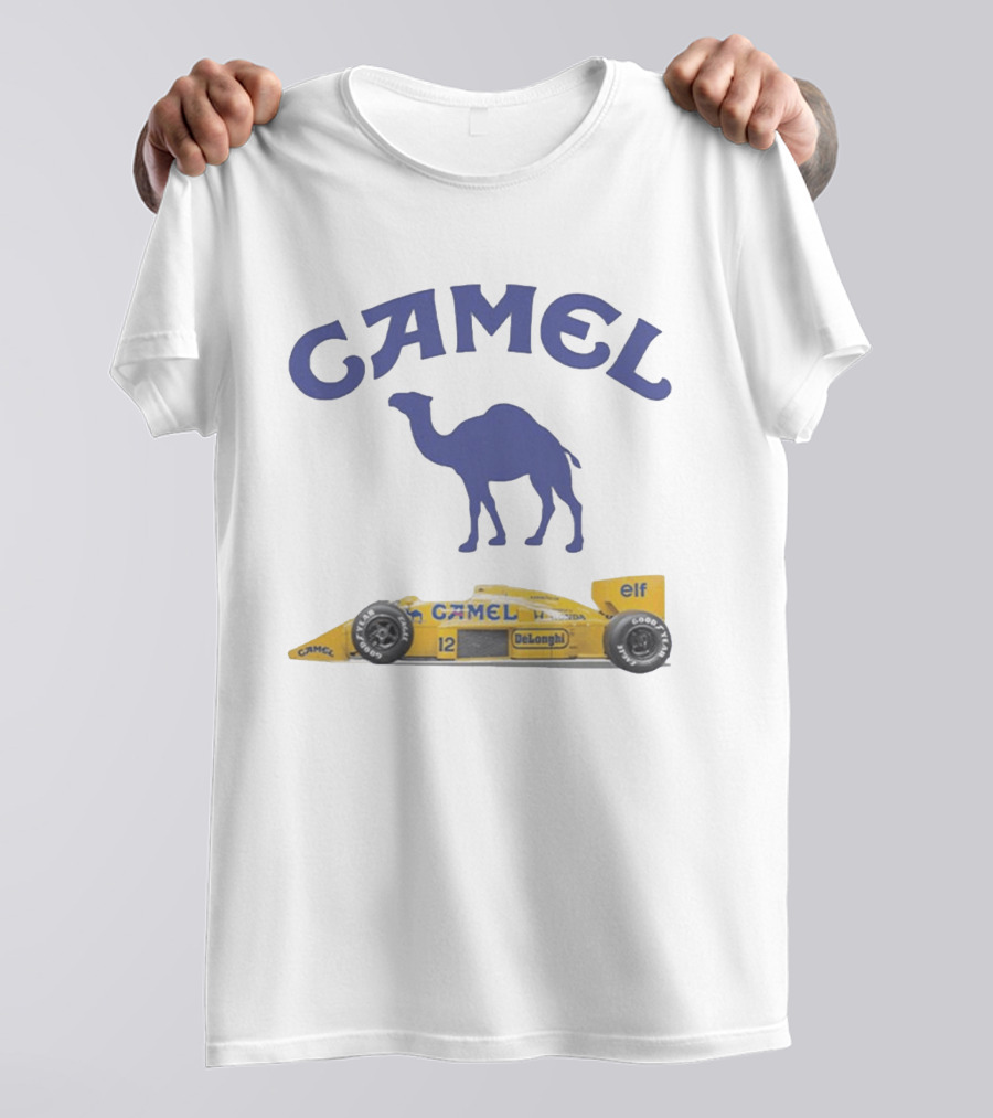Camel F1 Racing Car With Camel Logo And Elf Branding T-Shirt