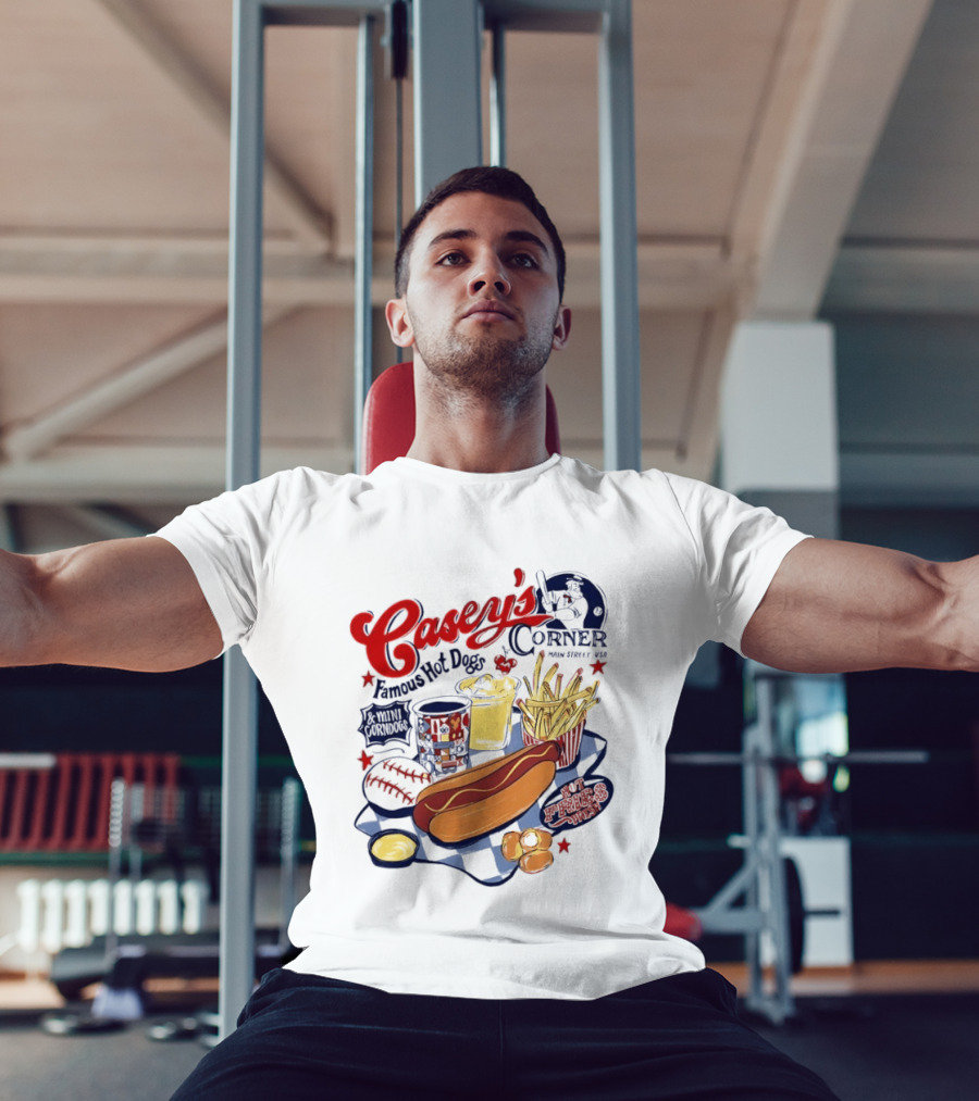 Casey's Corner Famous Hot Dogs Main Street USA Baseball Player Snacks T-Shirt