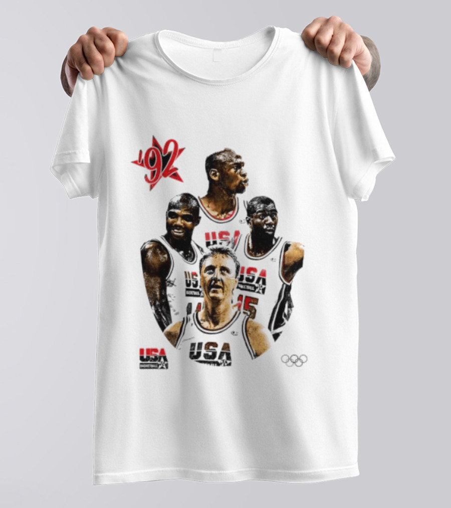 Jordan Charles Barkley Magic Johnson Larry Bird 1992 USA Basketball Dream Team T-Shirt